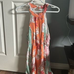 Orange and blue floral dress